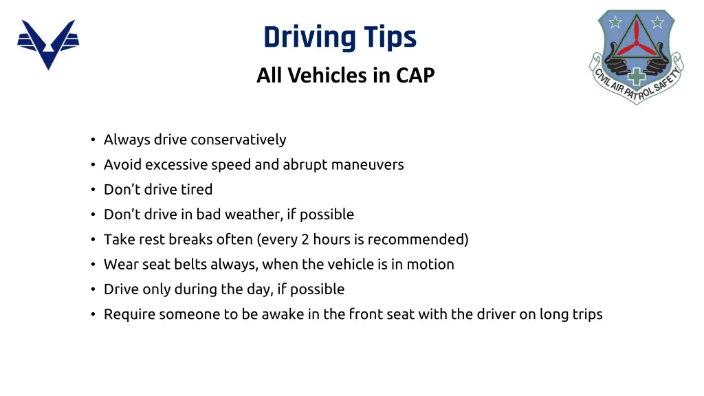 driving tips all vehicles in cap