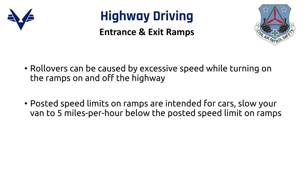 highway driving entrance exit ramps