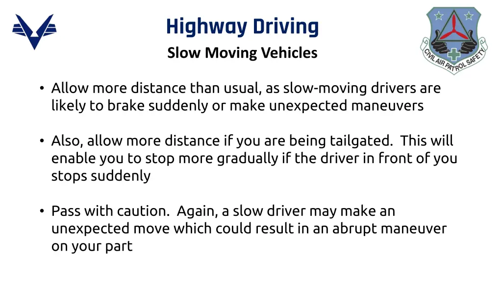 highway driving slow moving vehicles