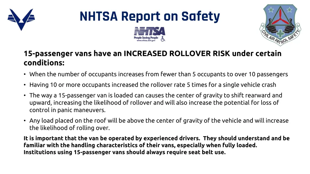 nhtsa report on safety