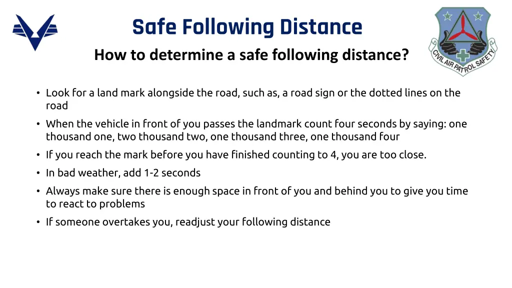 safe following distance