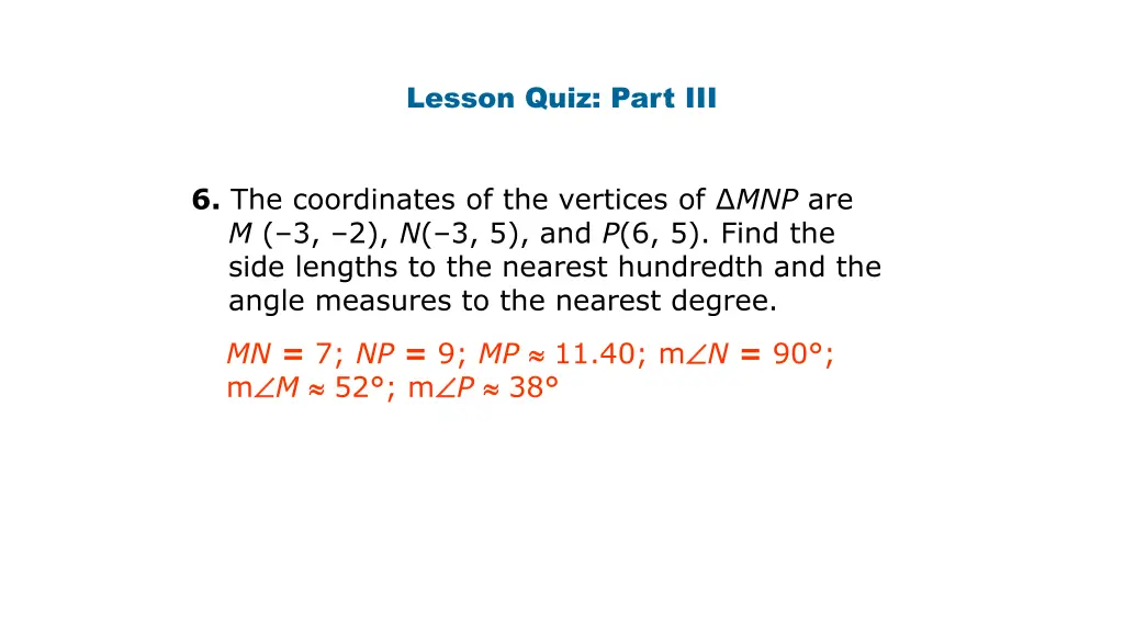 lesson quiz part iii