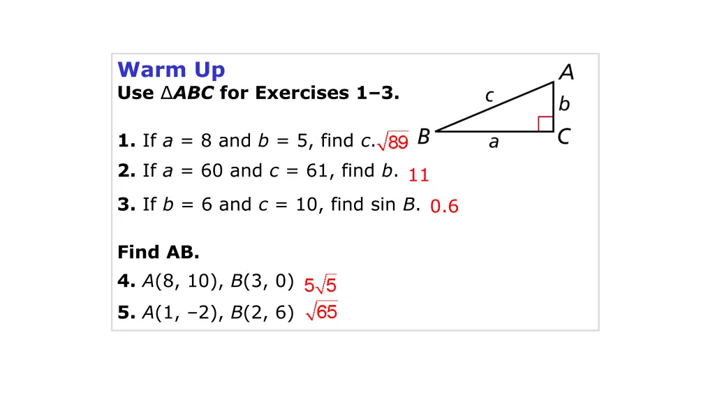 warm up use abc for exercises 1 3