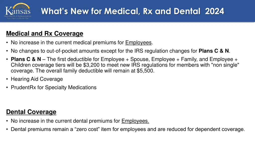what s new for medical rx and dental 2024
