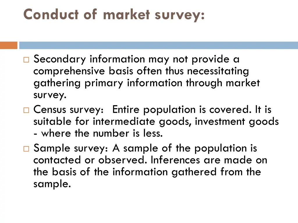 conduct of market survey