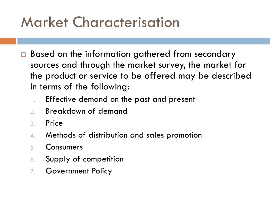 market characterisation