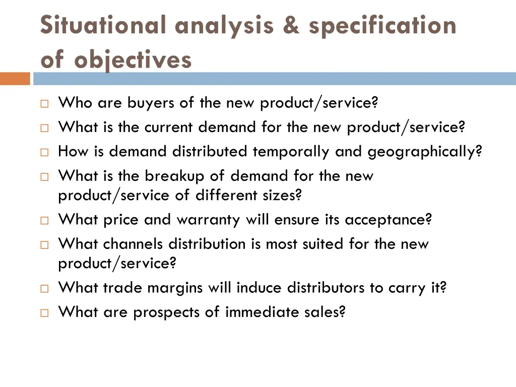 situational analysis specification of objectives 1