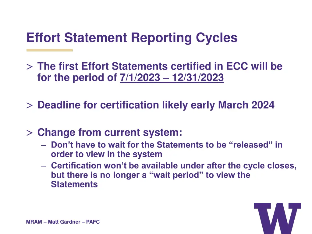 effort statement reporting cycles 1