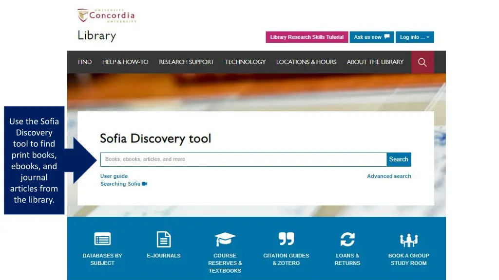 use the sofia discovery tool to find print books