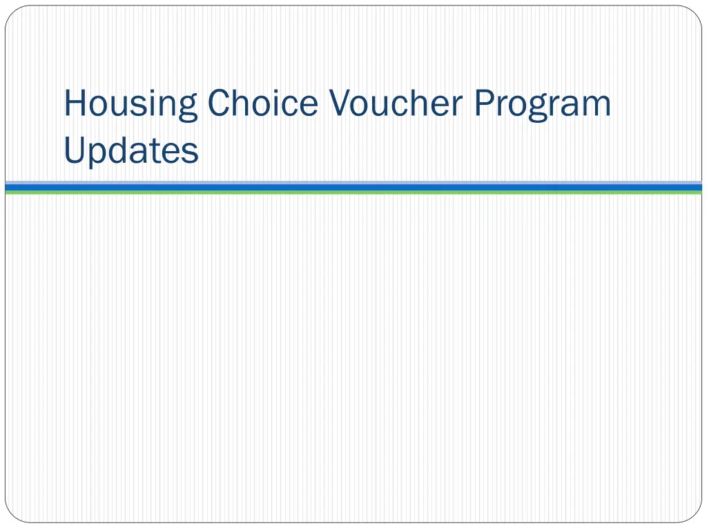 housing choice voucher program updates