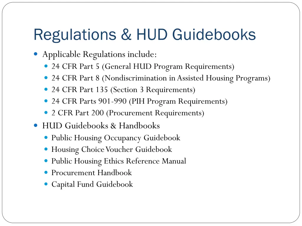 regulations hud guidebooks