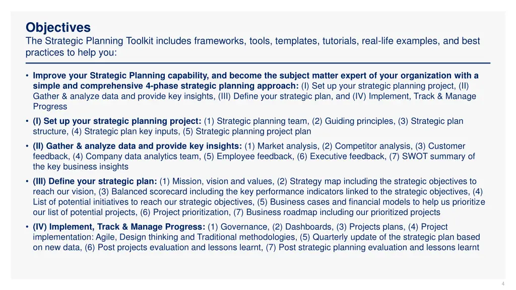 objectives the strategic planning toolkit