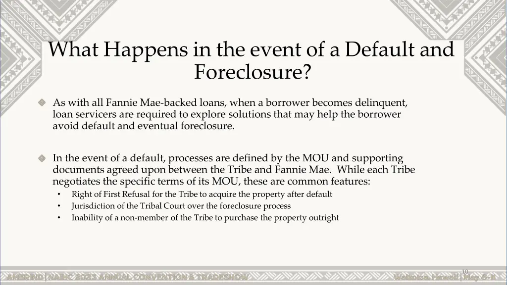 what happens in the event of a default