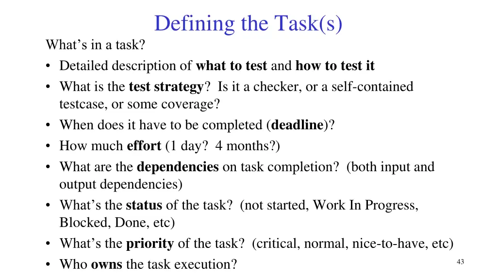 defining the task s