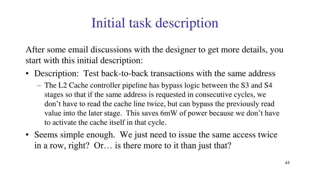 initial task description