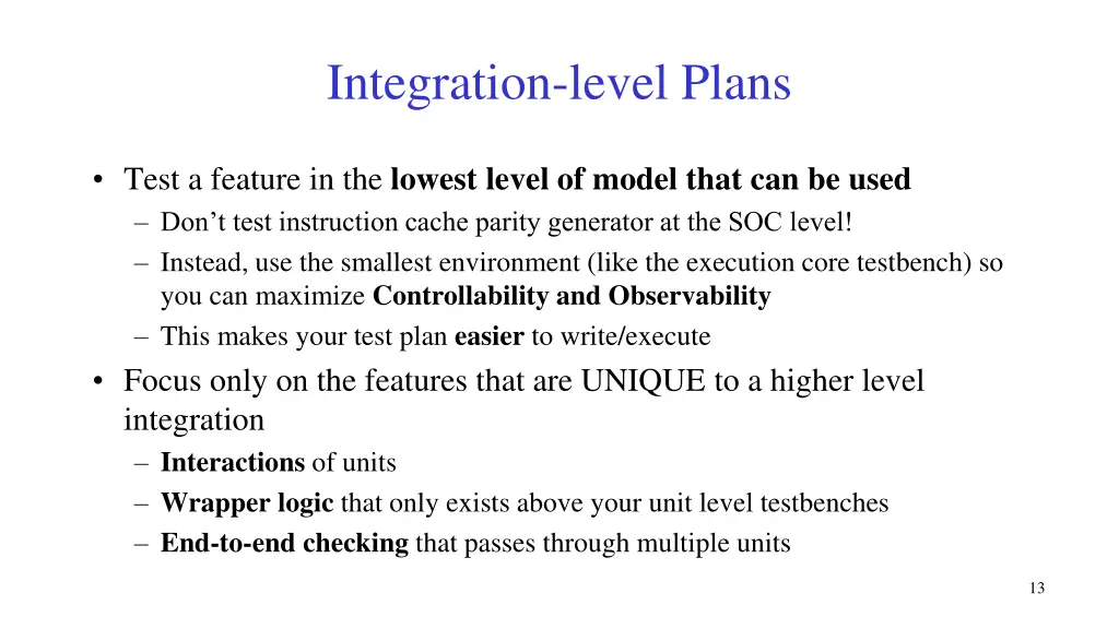 integration level plans