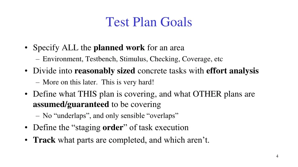 test plan goals