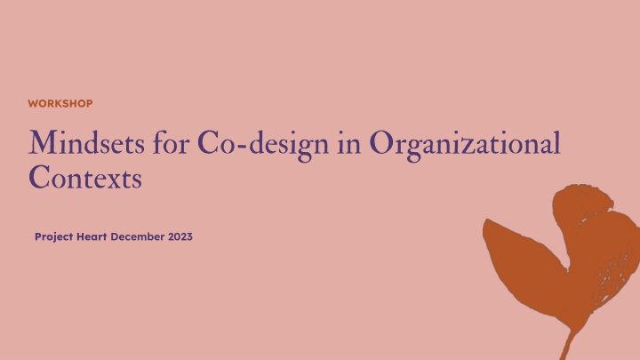workshop mindsets for co design in organizational