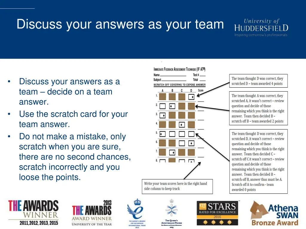 discuss your answers as your team