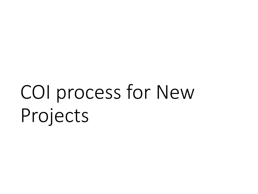 coi process for new projects