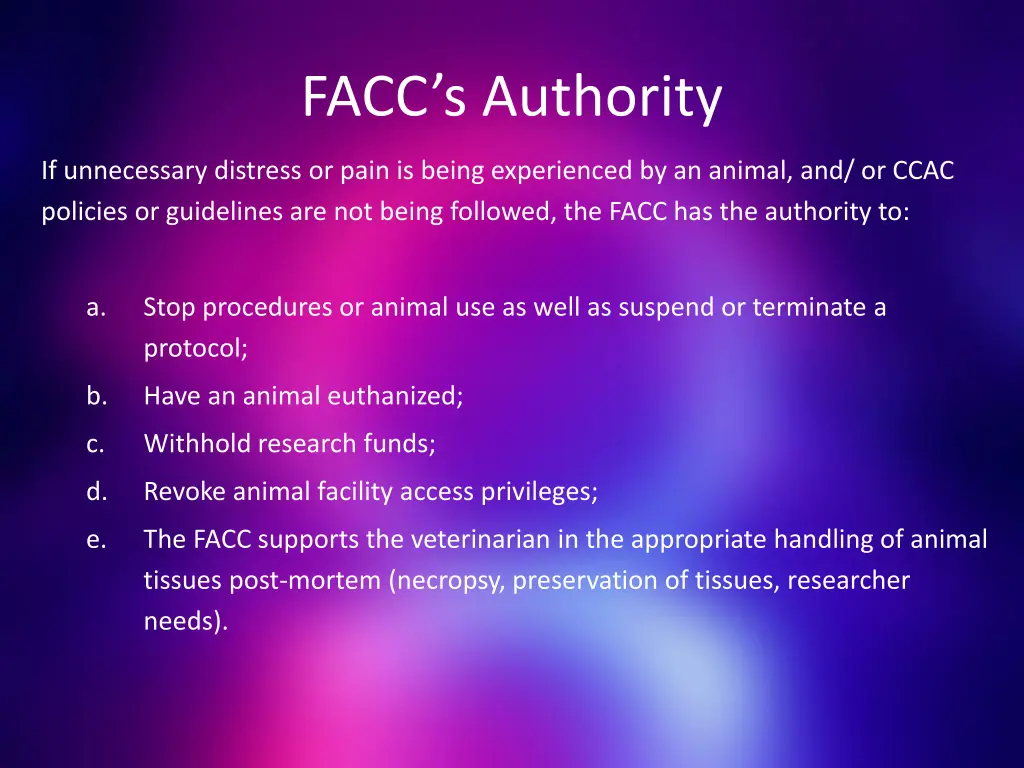 facc s authority