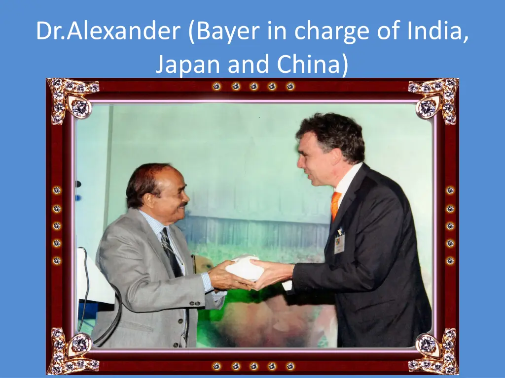 dr alexander bayer in charge of india japan