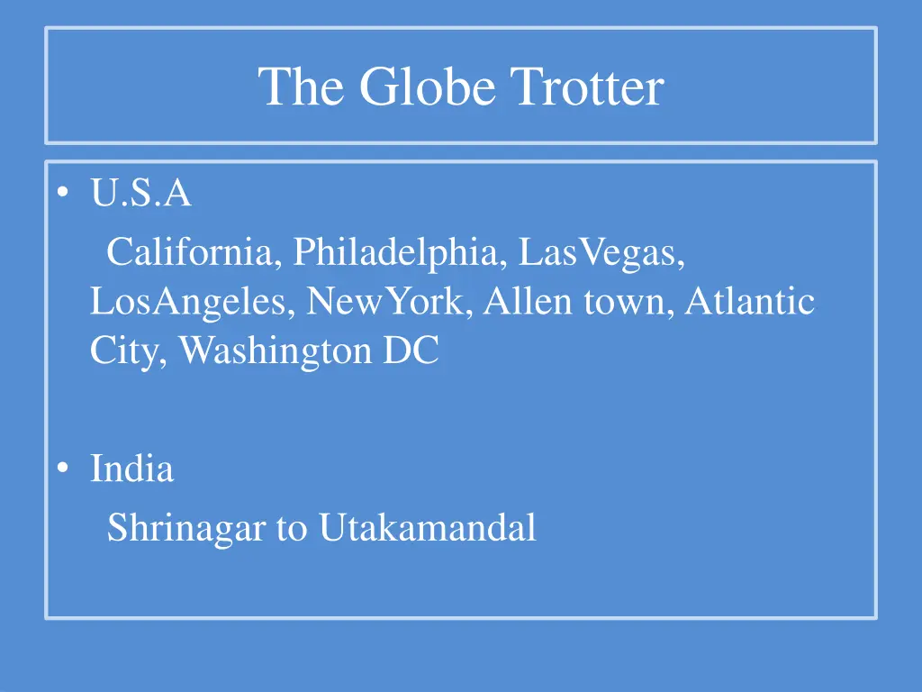 the globe trotter 1