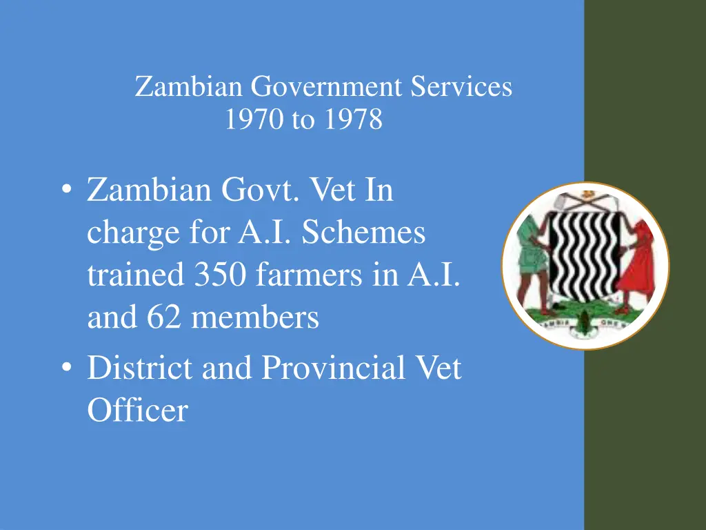zambian government services 1970 to 1978
