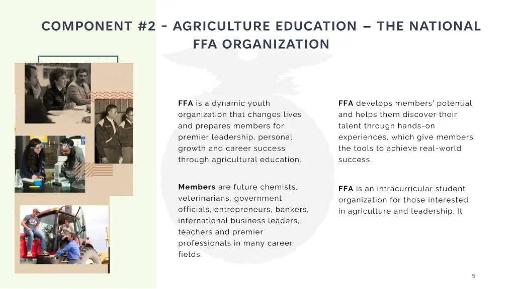 component 2 agriculture education the national