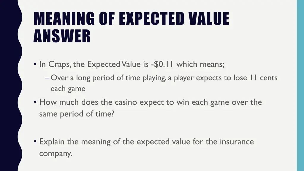 meaning of expected value answer