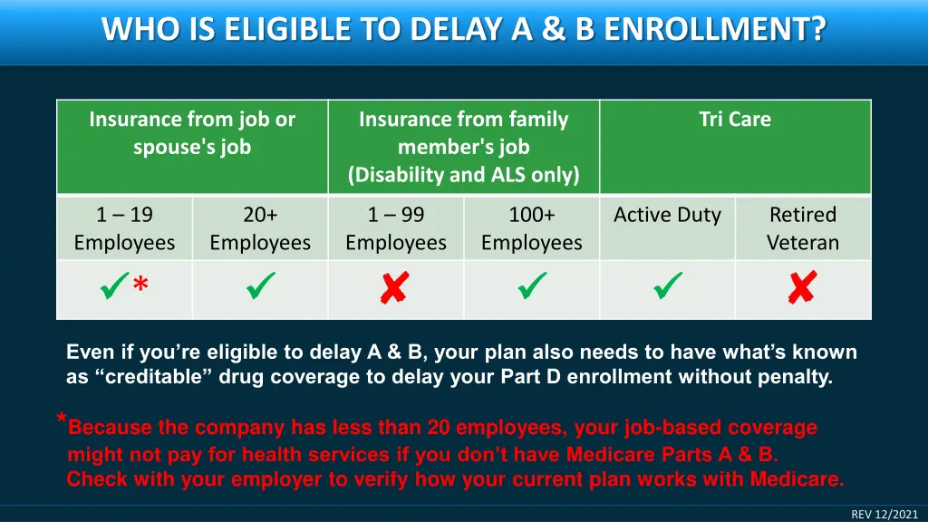 who is eligible to delay a b enrollment