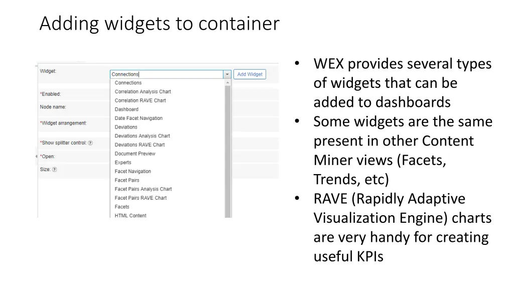 adding widgets to container