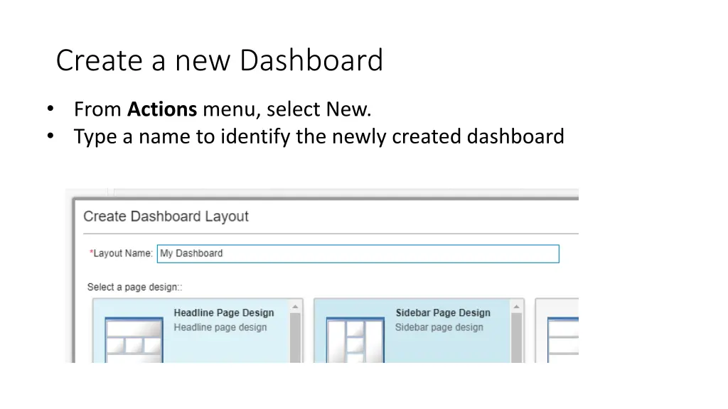 create a new dashboard