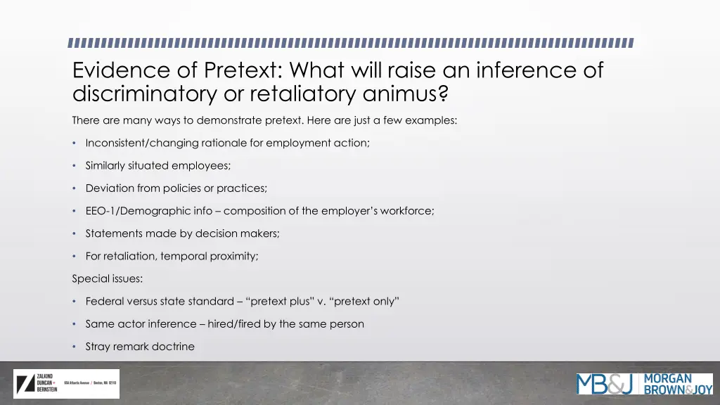 evidence of pretext what will raise an inference