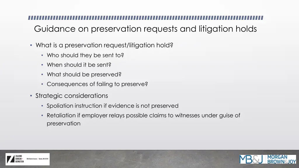 guidance on preservation requests and litigation