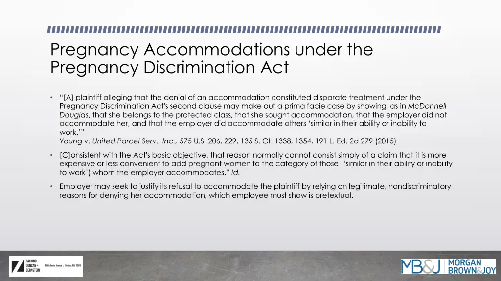 pregnancy accommodations under the pregnancy