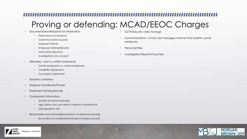 proving or defending mcad eeoc charges