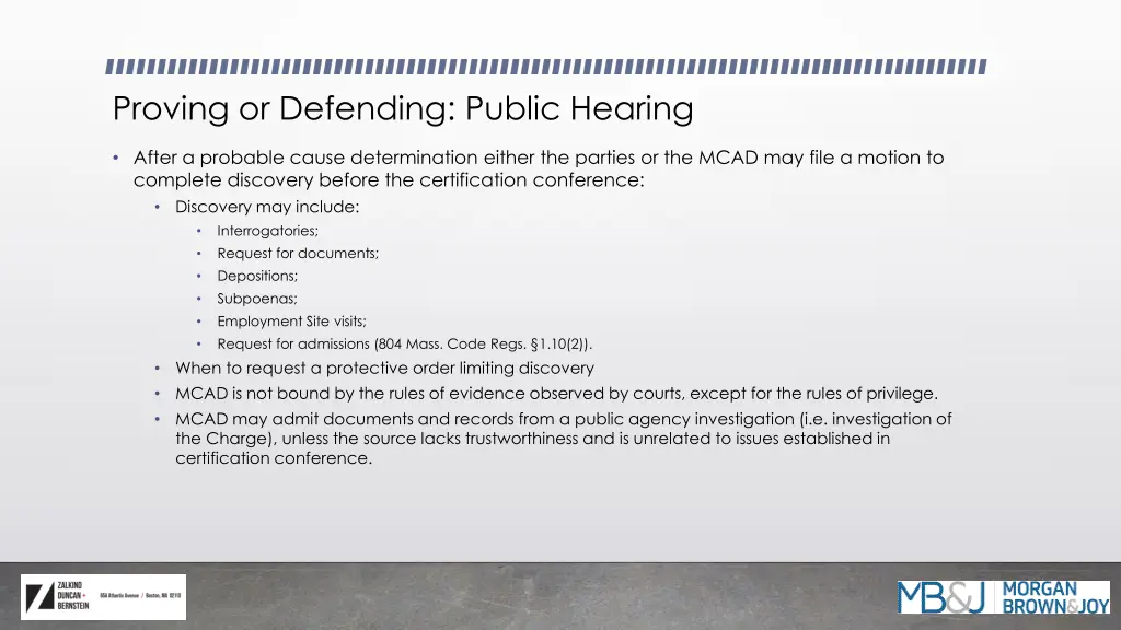 proving or defending public hearing