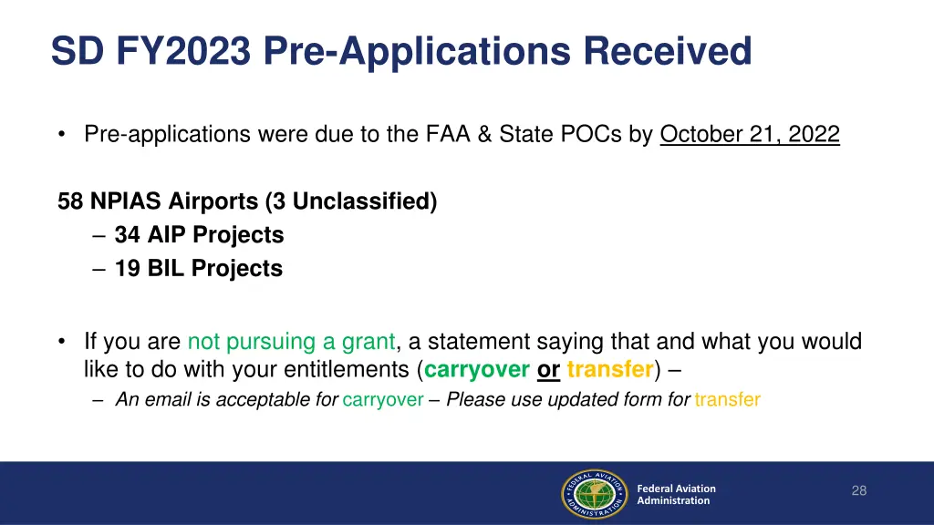 sd fy2023 pre applications received