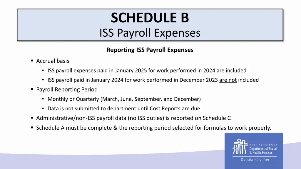 schedule b iss payroll expenses 2