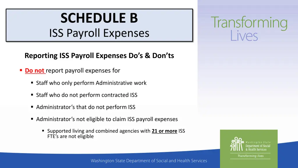 schedule b iss payroll expenses