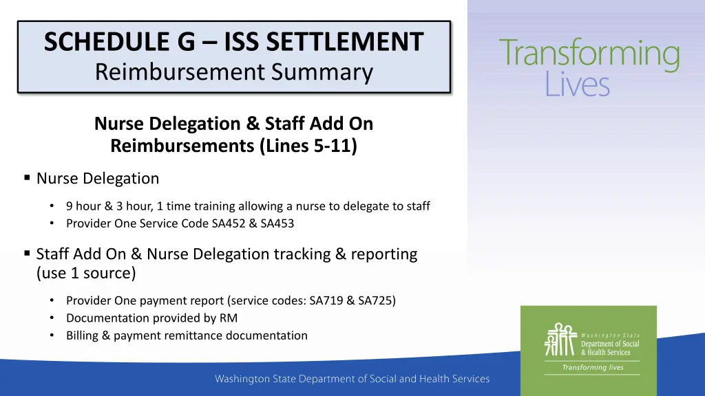 schedule g iss settlement reimbursement summary 1