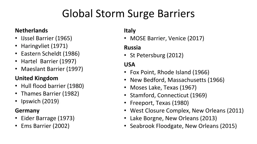 global storm surge barriers