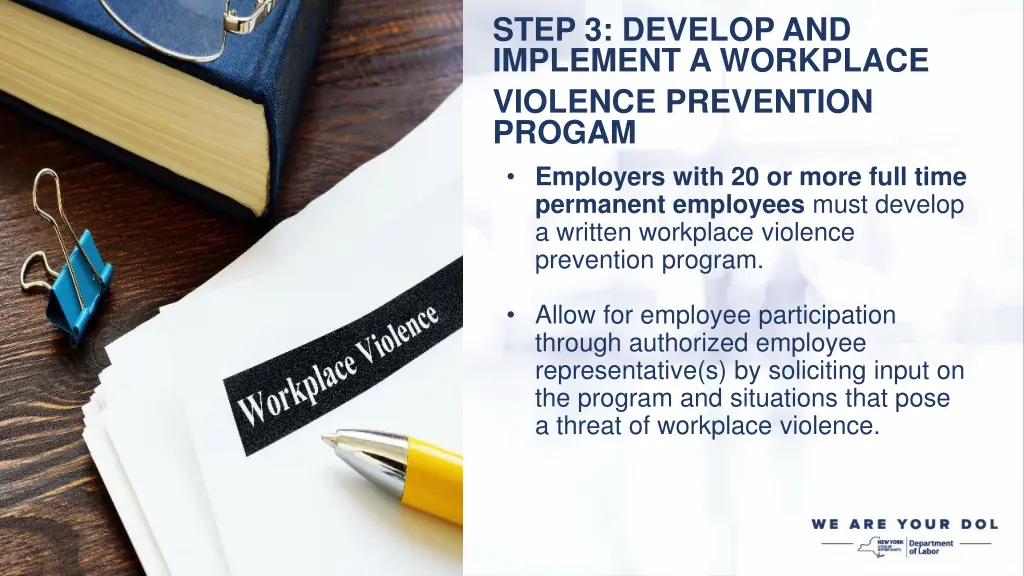 step 3 develop and implement a workplace violence