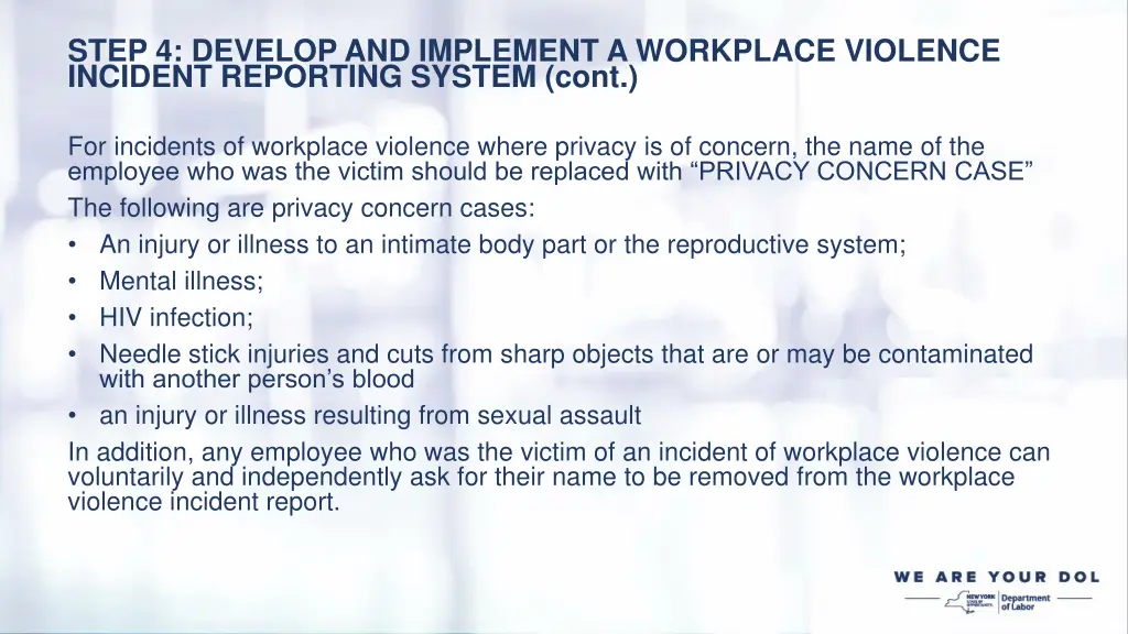 step 4 develop and implement a workplace violence 1