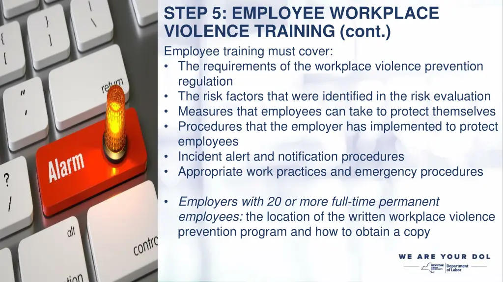 step 5 employee workplace violence training cont