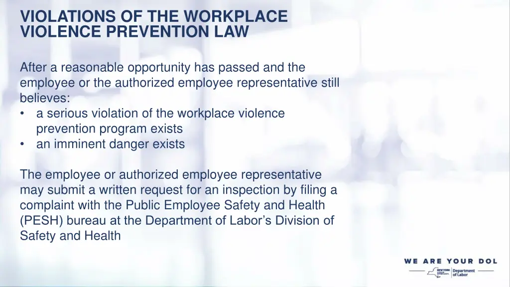 violations of the workplace violence prevention 2