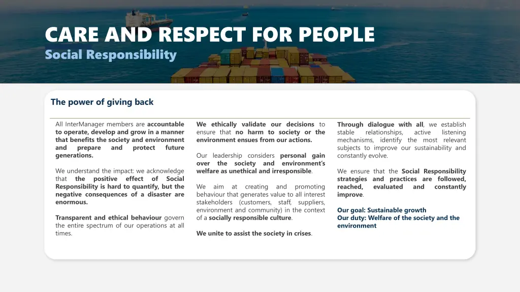 care and respect for people social responsibility