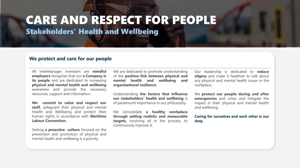 care and respect for people stakeholders health