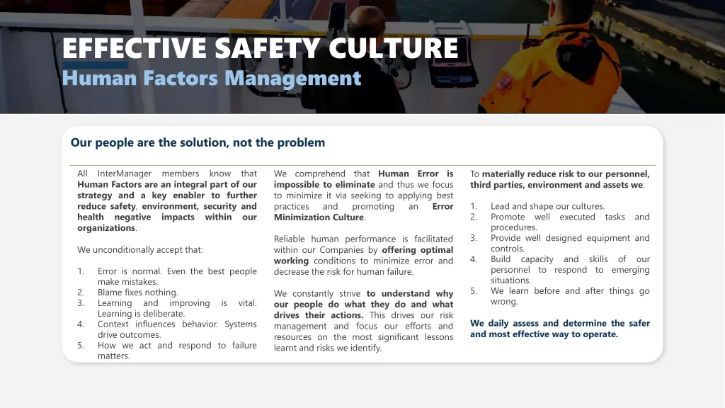 effective safety culture human factors management